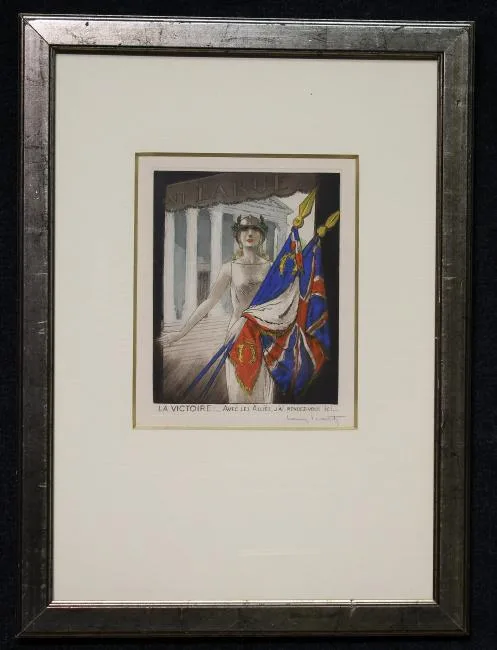 La Victorie by Louis Icart, Color Etching, sold Jun 2019