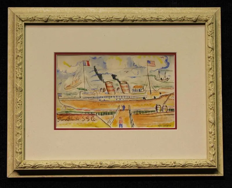 Edgar Yaeger, Trans Atlantic S.S.Co., Watercolor, ink and pencil on paper