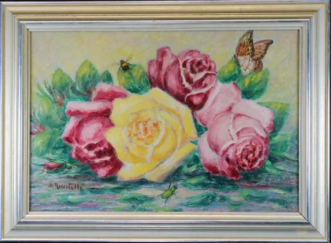 Roses by Domenico Riccitelli, Oil on Canvas, offered Jun 2019