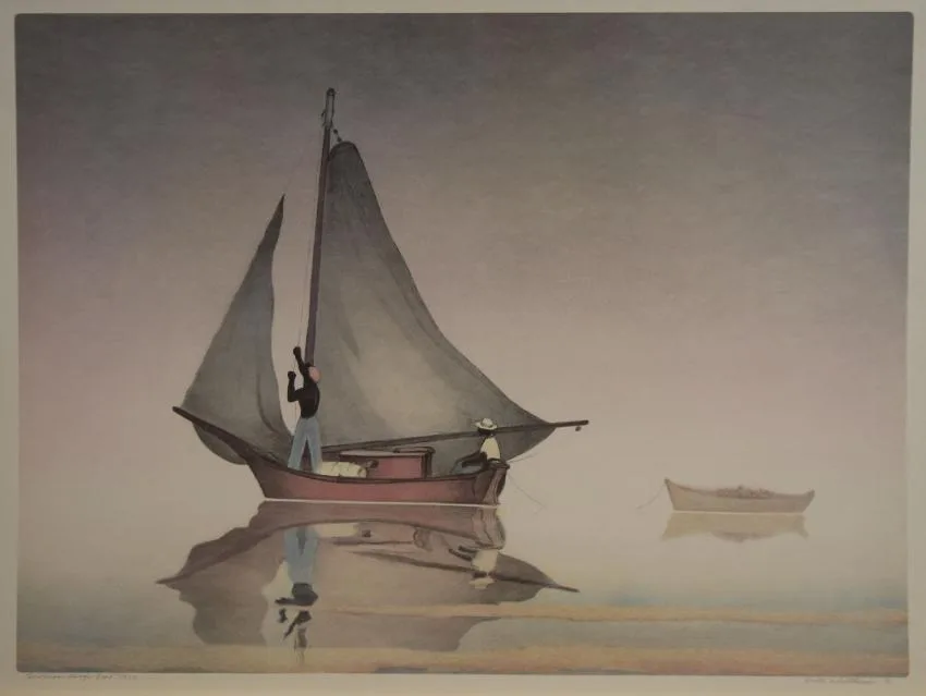 William Henry's Boat by Buell Whitehead, Lithograph, sold Jun 2019