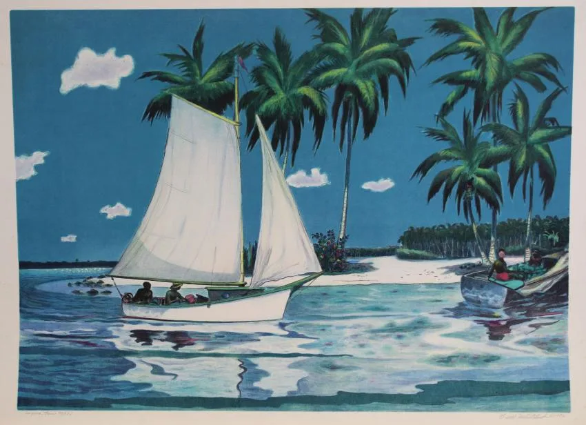 Copra Time by Buell Whitehead, Lithograph, sold Jun 2019