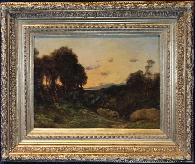 Barbizon Landscape by Henri Harpignies, Oil on Panel, offered Jul 2019