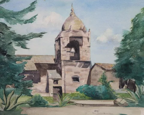 Joseph Bakos, San Carlos Barromeo Carmel, Watercolor on paper