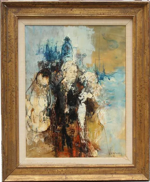 Jean Jansem, Three Figures, Oil on Canvas