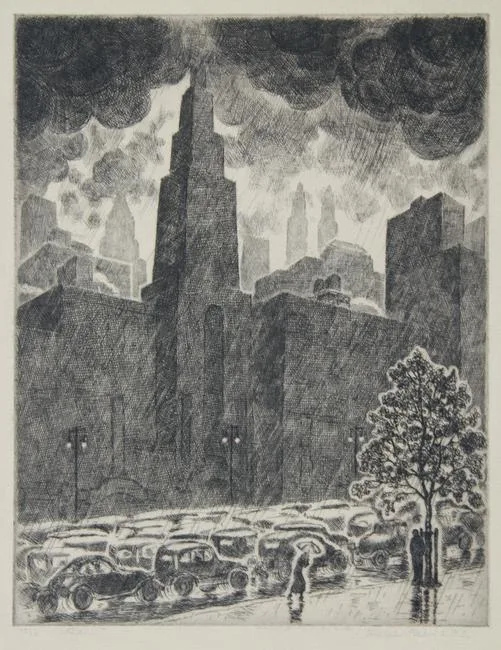 Rain by Ralph Fabri, Etching, offered Sep 2019
