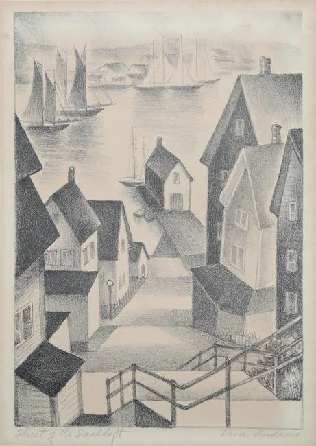 Vera Eugenia Andrus, Street of the Sailloft, Lithograph