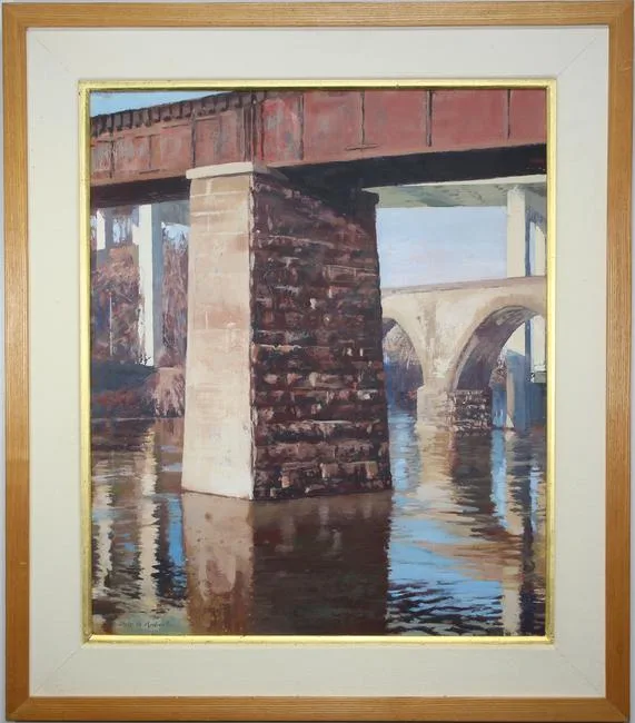Dale O Roberts, Schuylkill Bridges, Encaustic on board