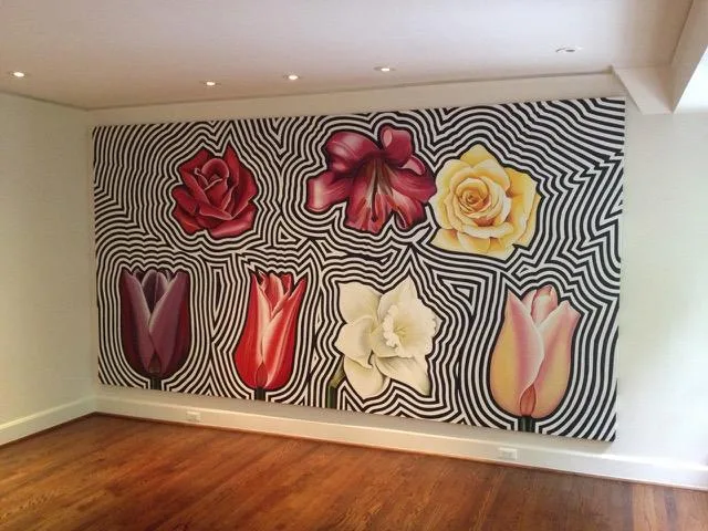 Lowell Nesbitt, Seven Electric Flowers, Oil on Canvas