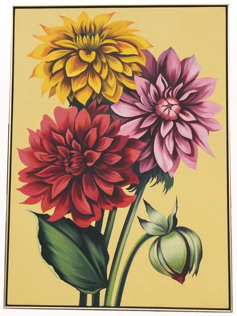 V - Dahlia Variabilis - '76 by Lowell Nesbitt, Oil on Canvas, sold Oct 2019