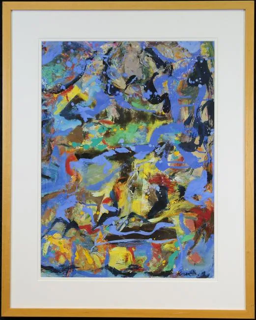 Factored Blue by Thomas Koether, Oil on paper, sold Oct 2019