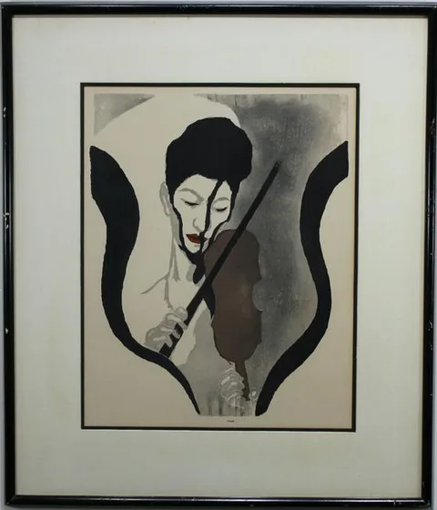 Kōshirō Onchi, Impression of a Violinist, woodblock print