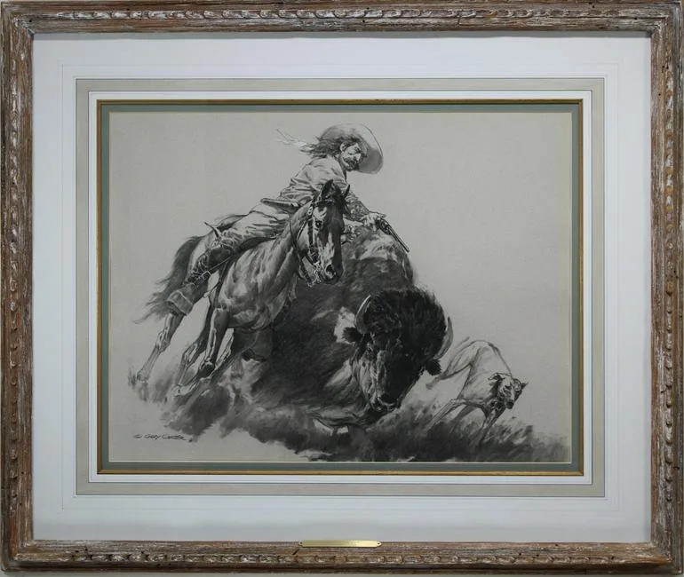 Custer In Kansas by Gary Carter, Charcoal, sold Oct 2019