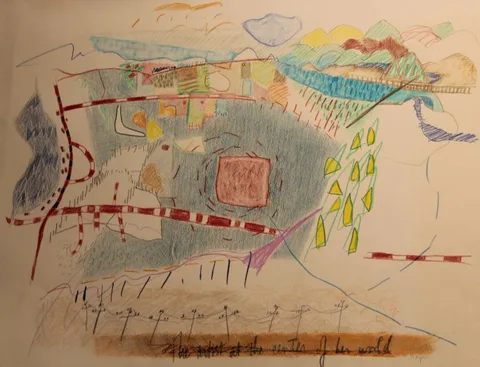 Natasha Mayers, The Artist at the Center of Her World, Pencil on paper