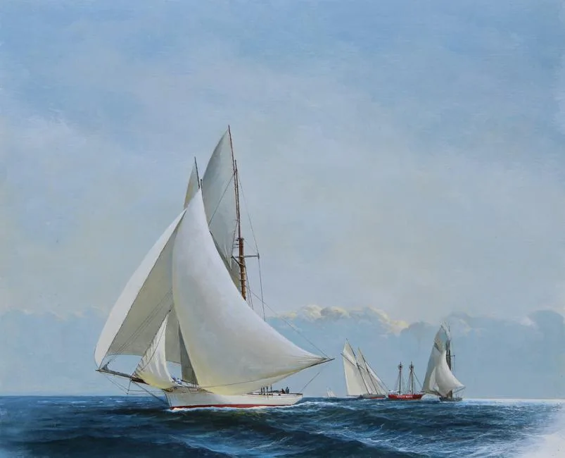 America's Cup Champion Magic by Charles Lundgren, Oil on masonite, sold Dec 2019