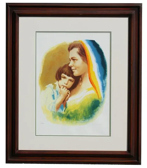 Mother and Child by Sandu Liberman, Lithograph, offered Dec 2019