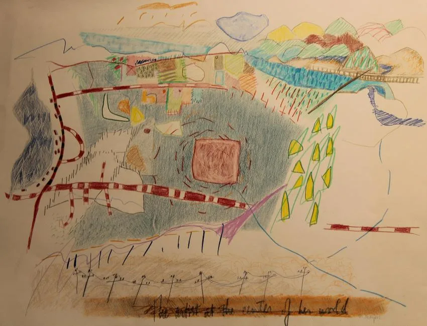 Natasha Mayers, The Artist at the Center of Her World, Pencil on paper