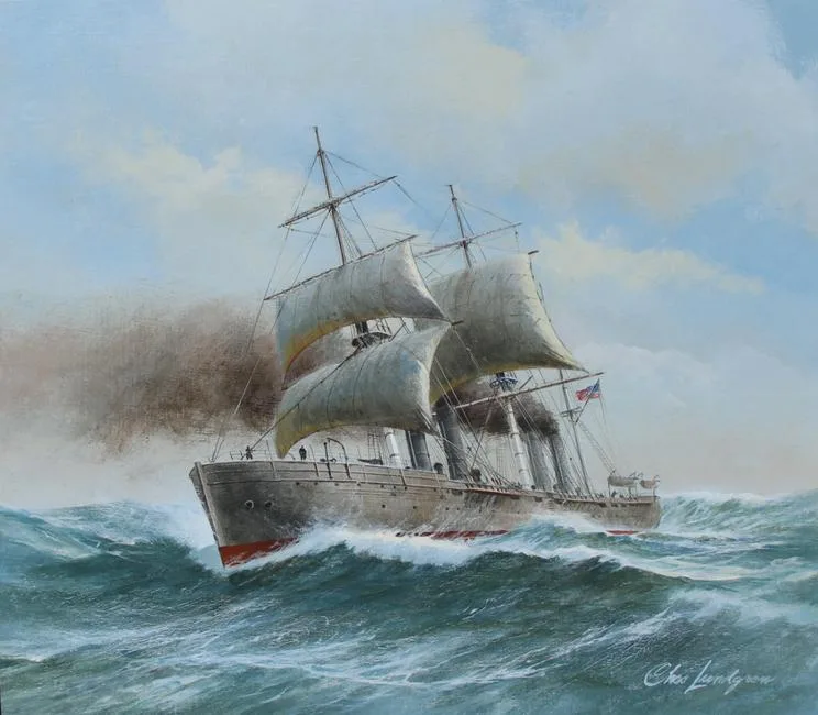 Charles Lundgren, U.S.S. Florida, Oil on masonite