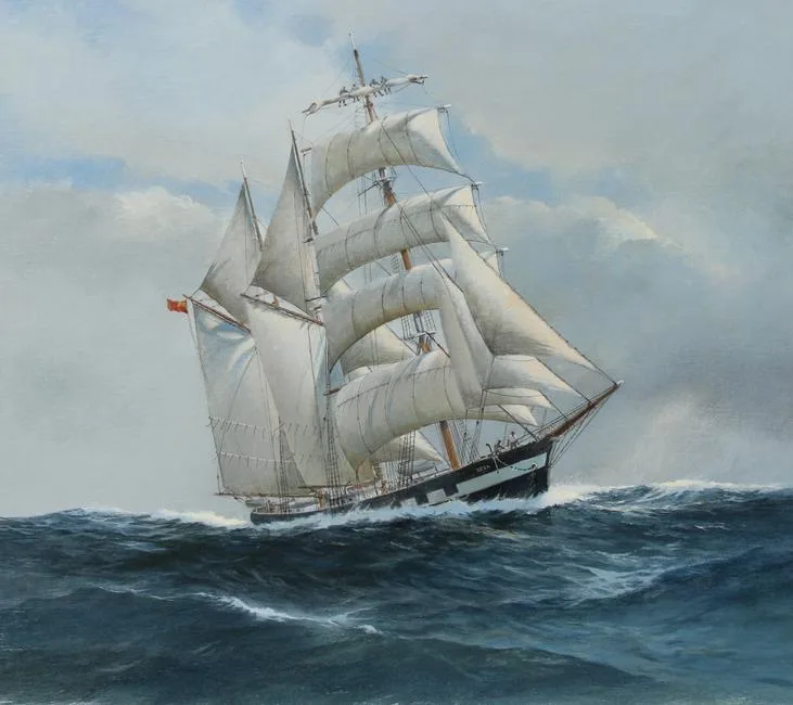 Vega/Soviet Sailing Ship by Charles Lundgren, Oil on masonite, sold Jan 2020
