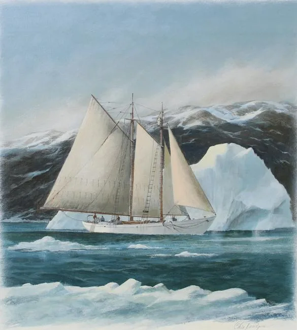 Bowdoin- Donald Macmillan by Charles Lundgren, Oil on masonite, sold Jan 2020