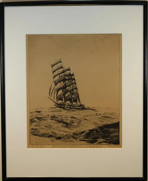 Cape Horner by Frederick L Owen, Etching, offered Jan 2020