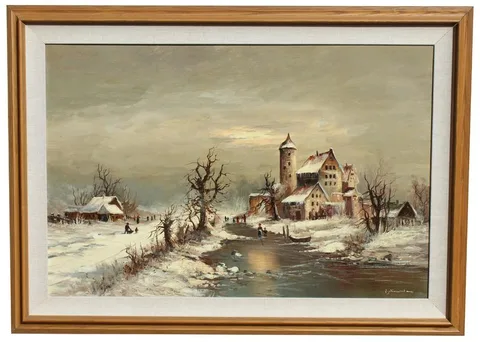 Gunter Seekatz, Winterscape, Oil on Canvas