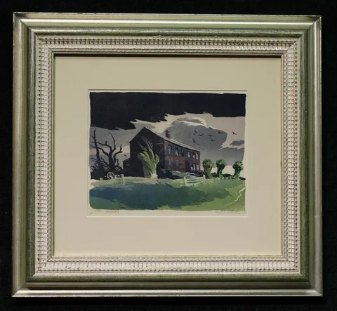 Ernest W. Watson, Deserted, Color linocut print