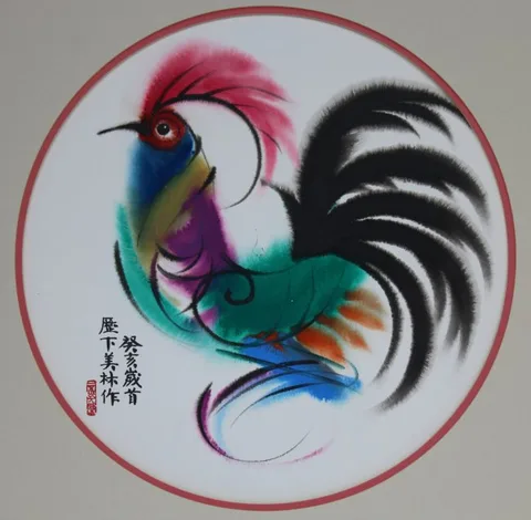 Han Meilin, Rooster, ink on paper