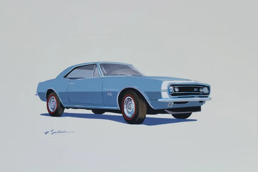 1967 Camaro by Robert Seabeck, Mixed Media on Paper, sold Mar 2020