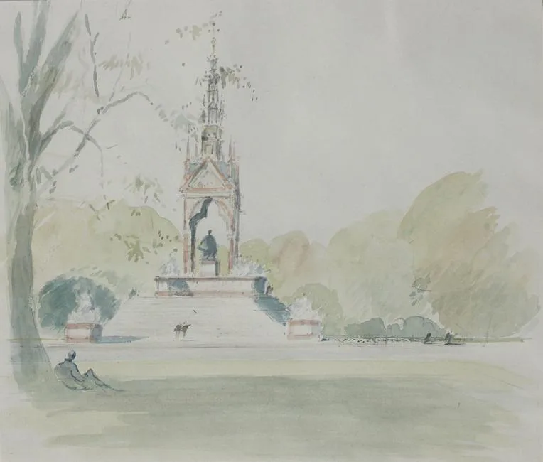 Albert Memorial by Hugh Casson, Watercolor, sold Mar 2020