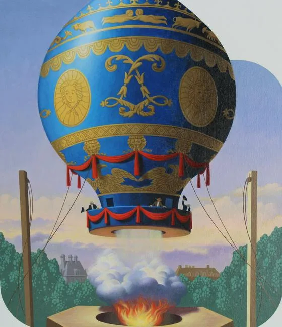 Montgolfier - Balloons by Howard Koslow, Acrylic on Illustration Board, sold Mar 2020