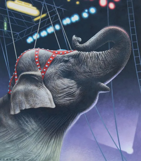 Elephant by Howard Koslow, Acrylic on Illustration Board, offered Mar 2020