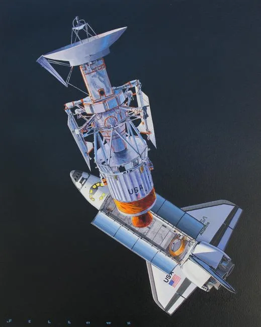 Space Shuttle Atlantis by Jack Fellows, Oil on Masonite, sold Mar 2020
