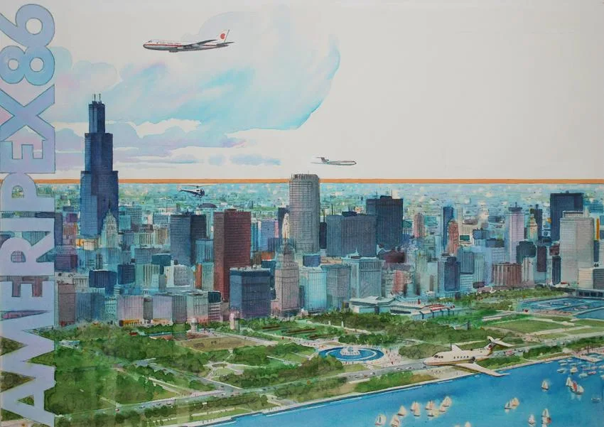 Ameripex '86 by Tom McNeely, Watercolor, sold Mar 2020