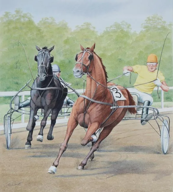Sporting Horses - Harness by Peter Barrett, Watercolor, sold Mar 2020