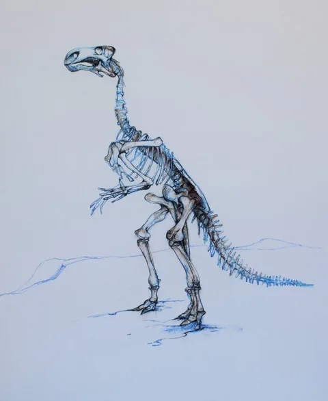 Bryan Kneale, Dinosaur - Iguanodon, Pencil on Illustration Board