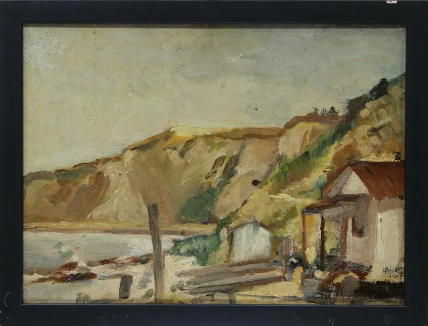 Henry Cannon, Shore Line Beyond Santa Monica, oil on board