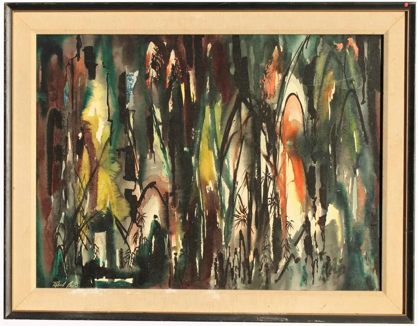 Untitled by Robert Chase, Watercolor on board, sold Mar 2020
