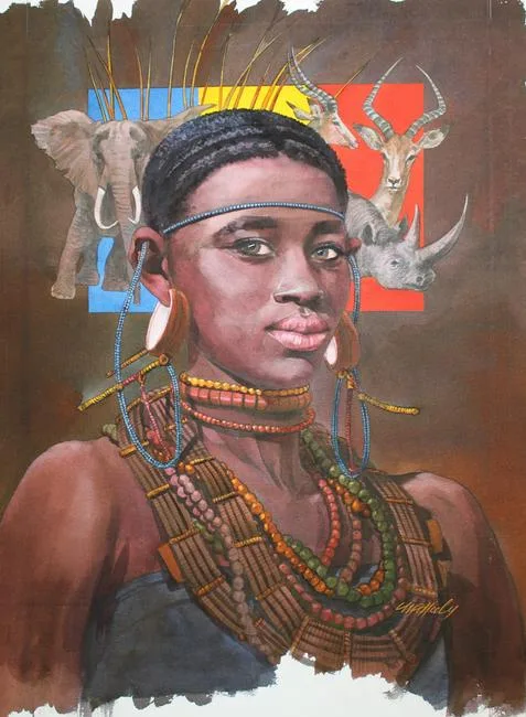 Chad Native Peoples #2 by Tom McNeely, Watercolor, sold Mar 2020