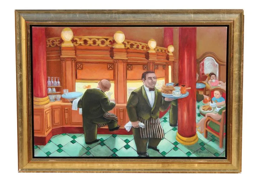 Cafe Tortoni by Eduardo Ungar, 2006, acrylic on canvas, offered Mar 2020