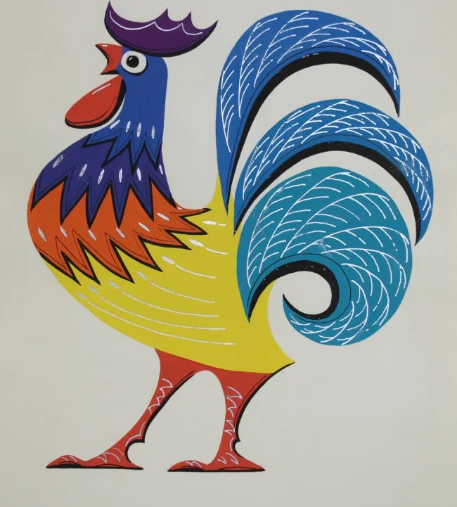 Pan Keming, Year of the Rooster, Watercolor on Illustration Board