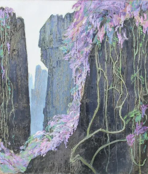 Zhan Jianjun, Fog in the Stone Forest, oil on canvas