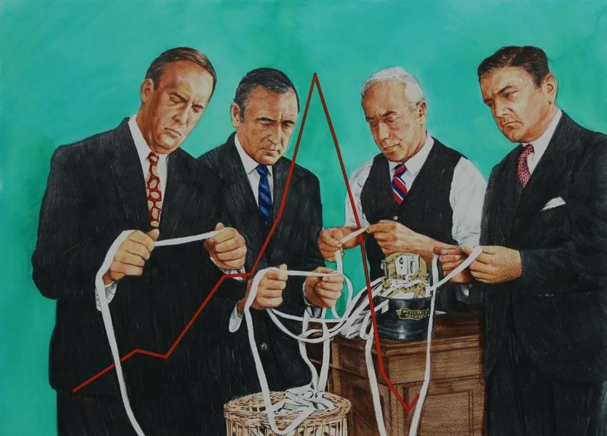 Paul Calle, 1920's - World Suffers Economic Depression, Mixed Media on Illustration Board