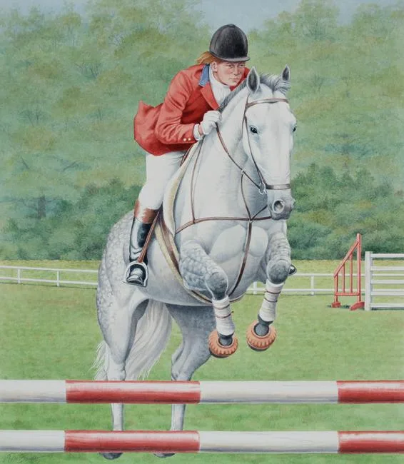 Sporting Horses - Show Jumping by Peter Barrett, Watercolor, sold Apr 2020