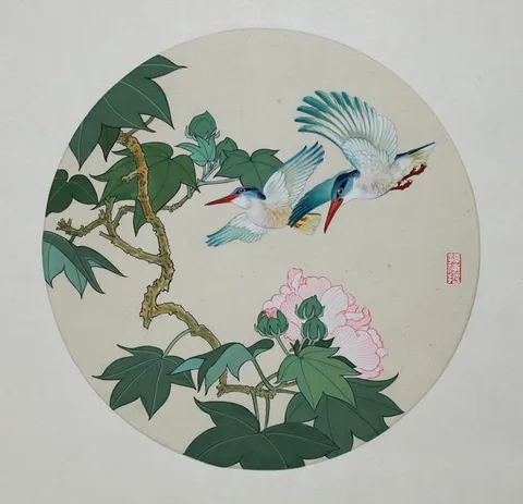 Sun Chuanzhe, Kingfisher, Watercolor