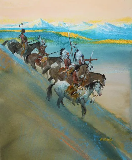 Flathead Headdress by Tom McNeely, Mixed Media on Paper, sold Apr 2020