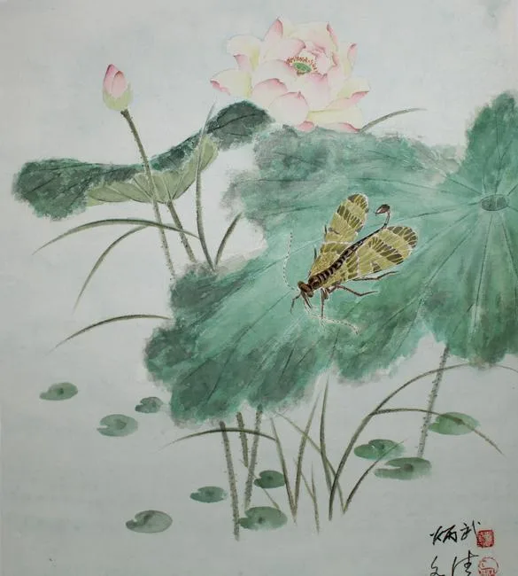 Scorpionfly by Yan Bingwu, Watercolor on Silk, sold Apr 2020