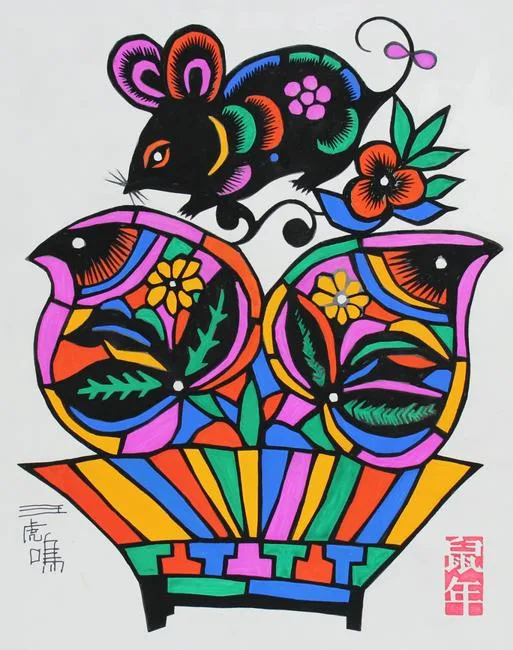 Wang Huming, Year of the Rat, Watercolor on Illustration Board