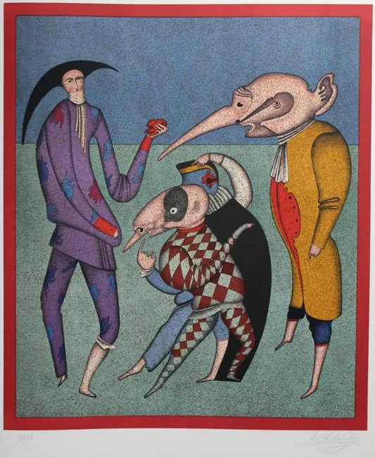Purple Harlequin by Mihail Chemiakin, Color Lithograph, sold Apr 2020
