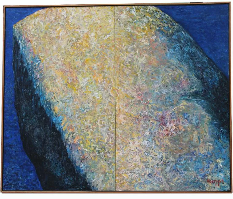 Great Behemoth Rock by Thomas Koether, Oil on Canvas, offered Apr 2020