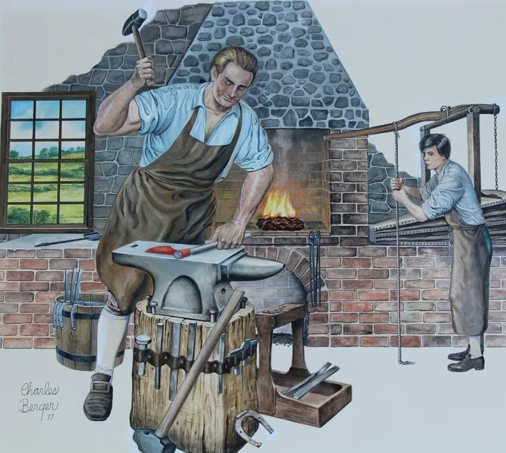 Blacksmith by Charles J. Berger, Acrylic on Illustration Board, sold Apr 2020